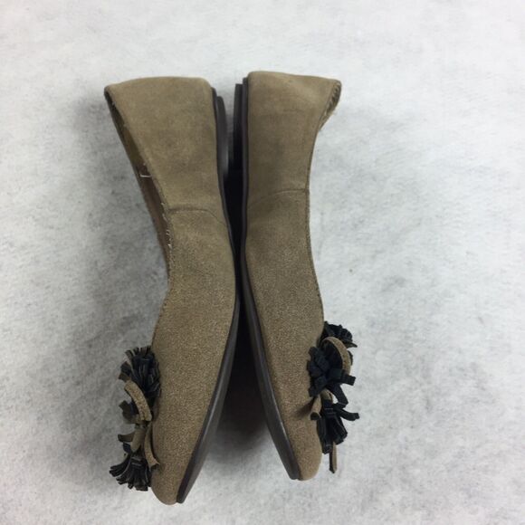 Matisse Columbus Leather Pom Pom Toe Ballet Flats Size 10 Tan Tasseled Slip On - Picture 7 of 8